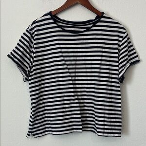 FREE ASSEMBLY Blue & White Striped Short Sleeve T-Shirt